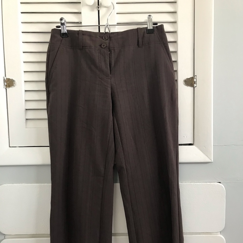 Brown Tailored Pants With Subtle Stripes